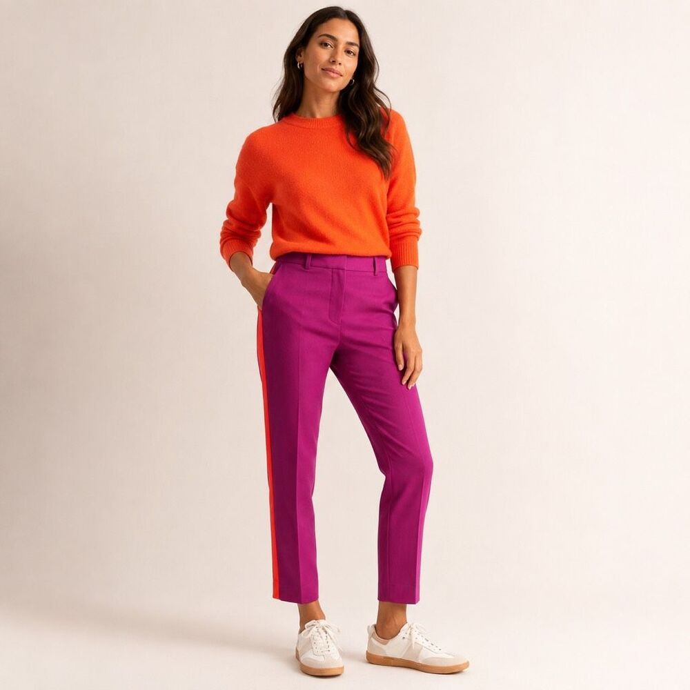 Boden Women’s Pink Kew Side Stripe Tapered Trousers Pants Size 14R